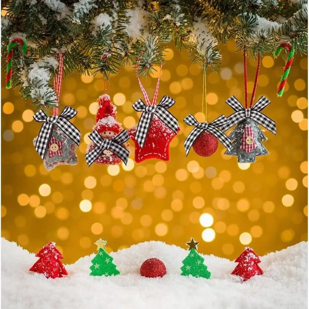 Gingham Mini Christmas Plaid Bows Holiday Decorative Bows  - 25 Piece Set